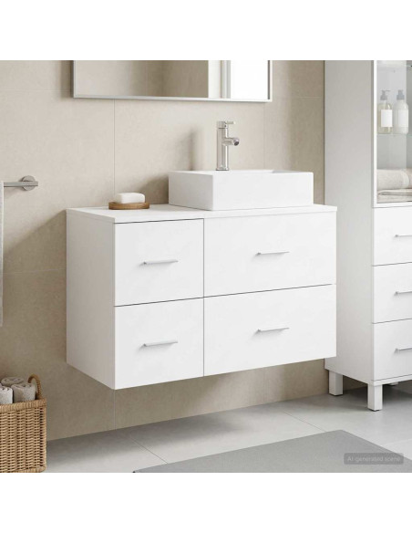 Set di mobili per il bagno 2 pz Bianco Legno ingegnerizzato