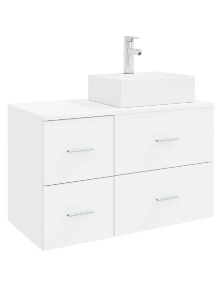 Set di mobili per il bagno 2 pz Bianco Legno ingegnerizzato