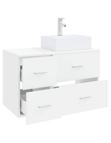 Set di mobili per il bagno 2 pz Bianco Legno ingegnerizzato