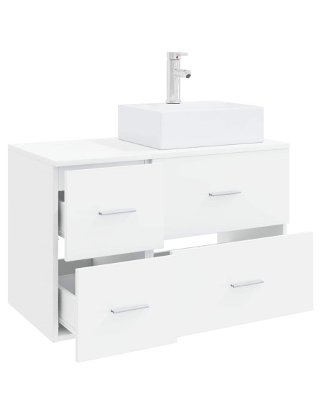 Set di mobili per il bagno 2 pz Bianco Legno ingegnerizzato