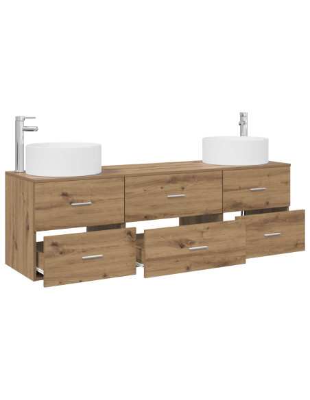 Set di mobili per il bagno 3 pz Rovere Artigianale