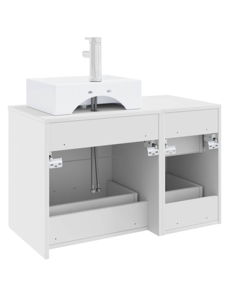 Set di mobili per il bagno 2 pz Bianco Legno ingegnerizzato