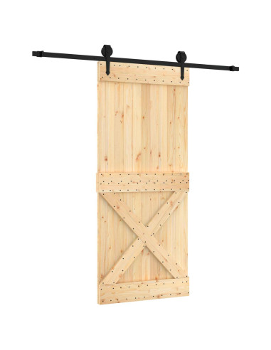 Porta scorrevole Naturale e Nero 90 x 210 cm