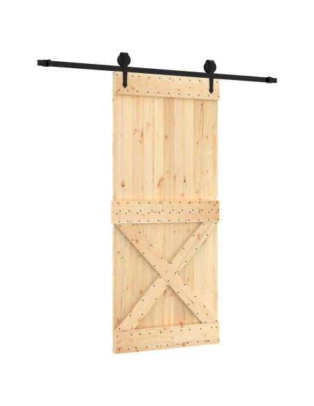 Porta scorrevole Naturale e Nero 90 x 210 cm