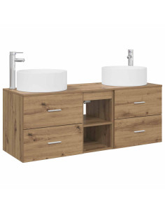 Set di mobili per il bagno 3 pz Rovere Artigianale 2