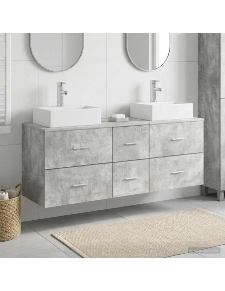 Set di Armadi da Bagno 3 pz Grigio Cemento 49,5 x 41 x 62,5 cm