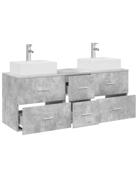 Set di Armadi da Bagno 3 pz Grigio Cemento 49,5 x 41 x 62,5 cm