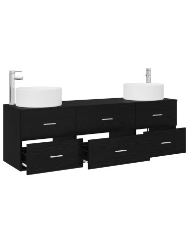 Set di mobili per il bagno 3 pz Nero 49,5 x 44,5 x 65,5 cm