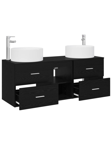 Set di mobili per il bagno 3 pz Nero 49,5 x 44,5 x 65,5 cm