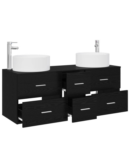 Set di mobili per il bagno 3 pz Nero 49,5 x 44,5 x 65,5 cm