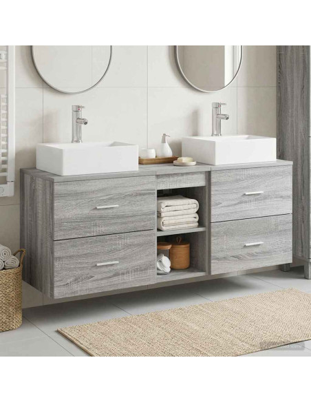 Set di Armadi da Bagno 3 pz Sonoma grigio 49,5 x 41 x 62,5 cm