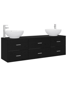 Set di mobili per il bagno 3 pz Nero 49,5 x 44,5 x 65 cm 2