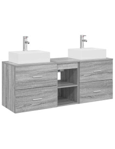 Set di Armadi da Bagno 3 pz Sonoma grigio 49,5 x 41 x 62,5 cm 2