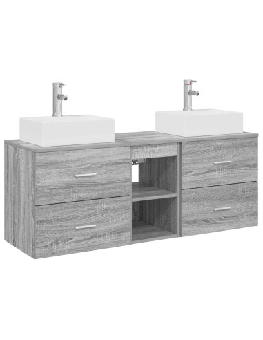 Set di Armadi da Bagno 3 pz Sonoma grigio 49,5 x 41 x 62,5 cm