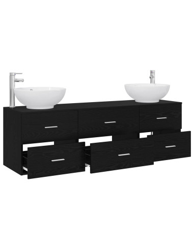 Set di mobili per il bagno 3 pz Nero 49,5 x 44,5 x 65 cm