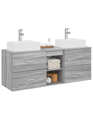 Set di Armadi da Bagno 3 pz Sonoma grigio 49,5 x 41 x 62,5 cm