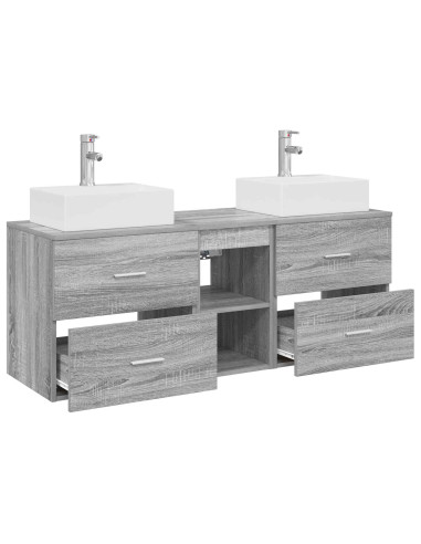 Set di Armadi da Bagno 3 pz Sonoma grigio 49,5 x 41 x 62,5 cm
