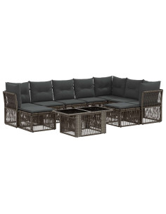 Set Divano da Giardino 10 pz Grigio polyrattan 2