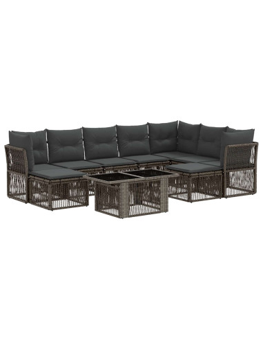 Set Divano da Giardino 10 pz Grigio polyrattan