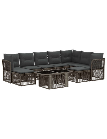 Set Divano da Giardino 10 pz Grigio polyrattan
