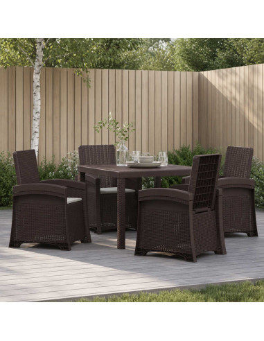 Set da Pranzo per Giardino 5 pz Marrone e Grigio Chiaro PP