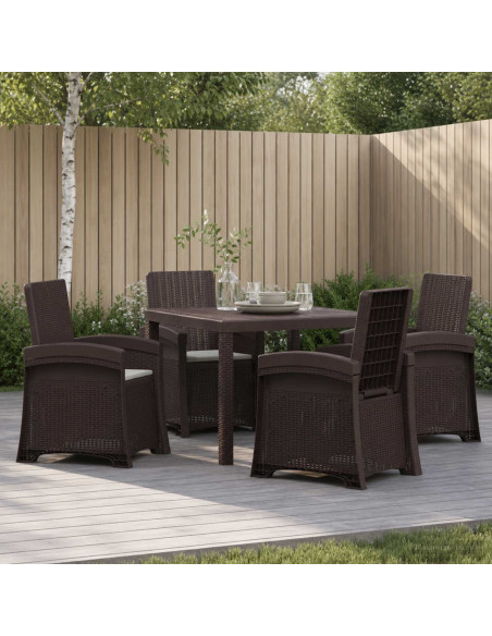 Set da Pranzo per Giardino 5 pz Marrone e Grigio Chiaro PP
