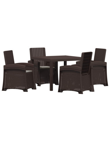 Set da Pranzo per Giardino 5 pz Marrone e Grigio Chiaro PP