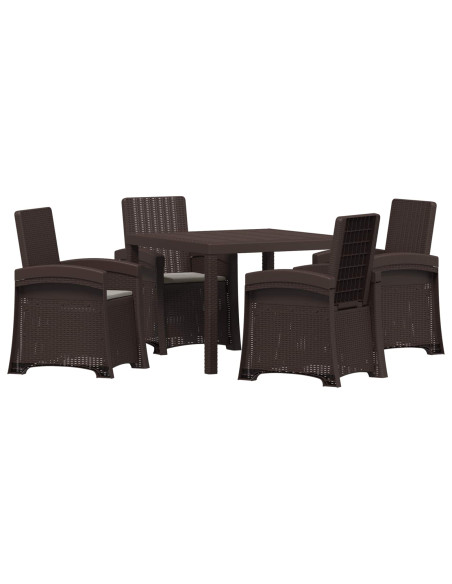 Set da Pranzo per Giardino 5 pz Marrone e Grigio Chiaro PP