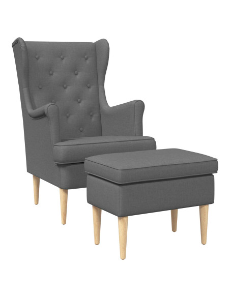 Poltrona con Ottomano 2 pz Grigio Scuro Tessuto