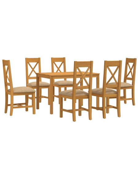Set da pranzo 7 pz Beige Legno di Quercia Massello