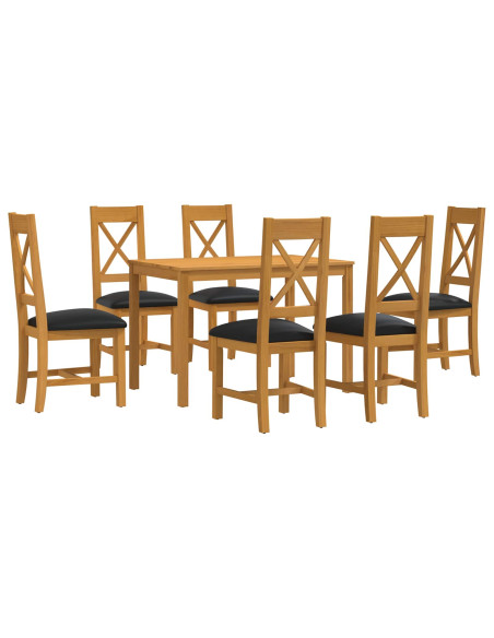 Set da pranzo 7 pz Nero Legno di Quercia Massello