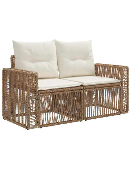 Set Divano da Giardino 14 pz Beige e Bianco Crema polyrattan