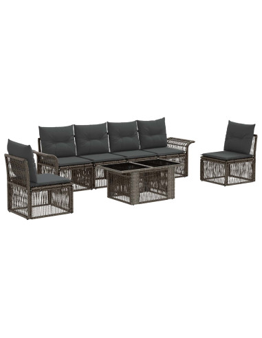 Set Divano da Giardino 7 pz Grigio e Grigio Scuro polyrattan