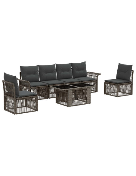 Set Divano da Giardino 7 pz Grigio e Grigio Scuro polyrattan