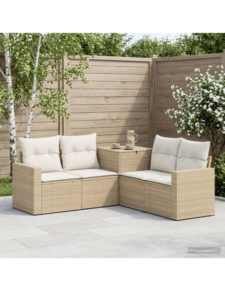 Set di divani 5 pz Beige e Bianco Crema