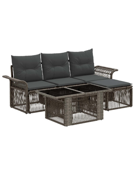 Set Divano da Giardino 5 pz Grigio e Grigio Scuro polyrattan