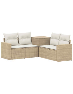 Set di divani 5 pz Beige e Bianco Crema 2