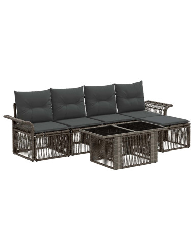 Set Divano da Giardino 6 pz Grigio e Grigio Scuro polyrattan