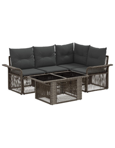 Set Divano da Giardino 5 pz Grigio e Grigio Scuro polyrattan