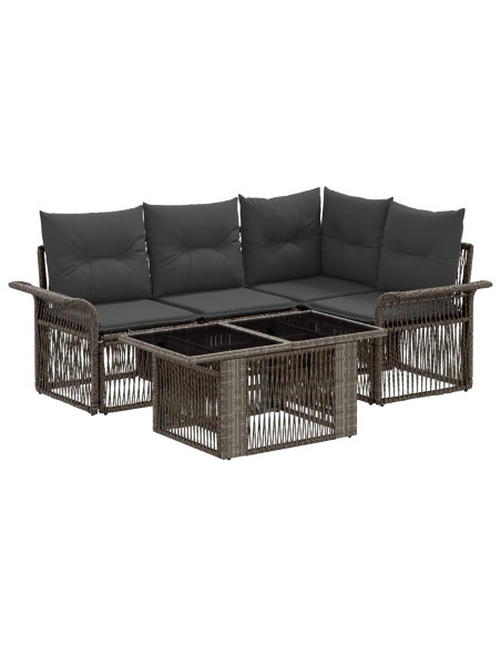 Set Divano da Giardino 5 pz Grigio e Grigio Scuro polyrattan
