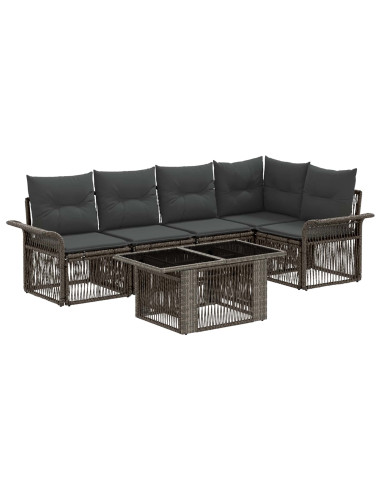Set Divano da Giardino 6 pz Grigio e Grigio Scuro polyrattan