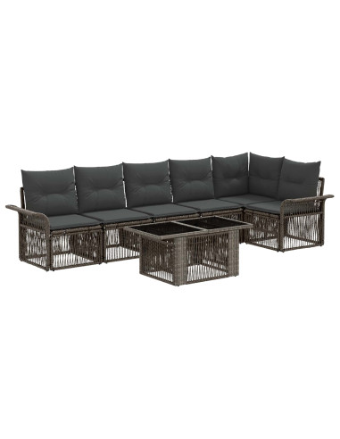 Set Divano da Giardino 7 pz Grigio e Grigio Scuro polyrattan