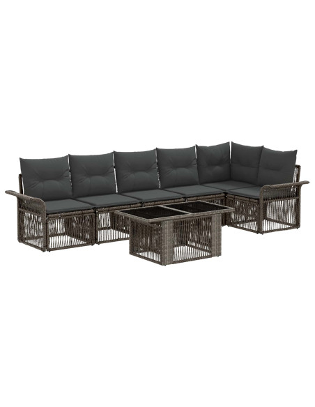 Set Divano da Giardino 7 pz Grigio e Grigio Scuro polyrattan