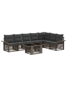 Set Divano da Giardino 8 pz Grigio e Grigio Scuro polyrattan 2