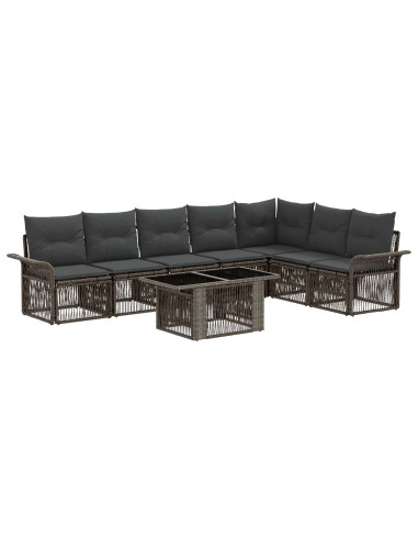 Set Divano da Giardino 8 pz Grigio e Grigio Scuro polyrattan