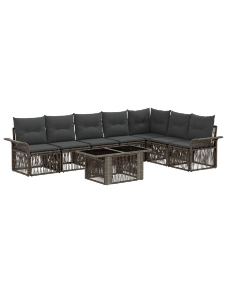 Set Divano da Giardino 8 pz Grigio e Grigio Scuro polyrattan