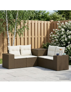 Set di divani 5 pz Marrone e Bianco Crema