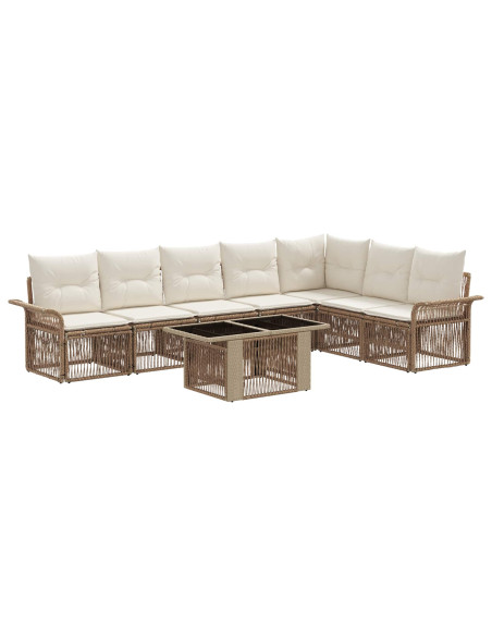 Set Divano da Giardino 8 pz Beige e Bianco Crema polyrattan