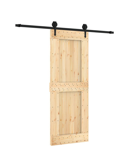 Porta scorrevole Naturale e Nero 80 x 210 cm