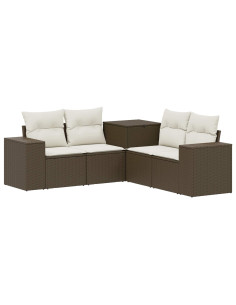 Set di divani 5 pz Marrone e Bianco Crema 2